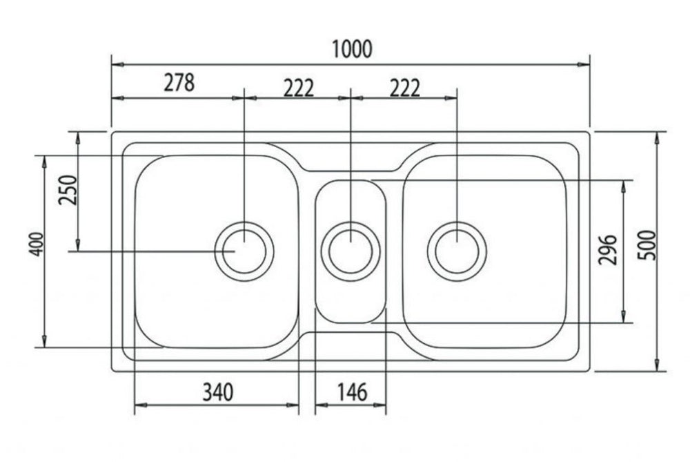 LINSOL MAREA 24L AND 7L KITCHEN SINK STAINLESS STEEL 1000MM