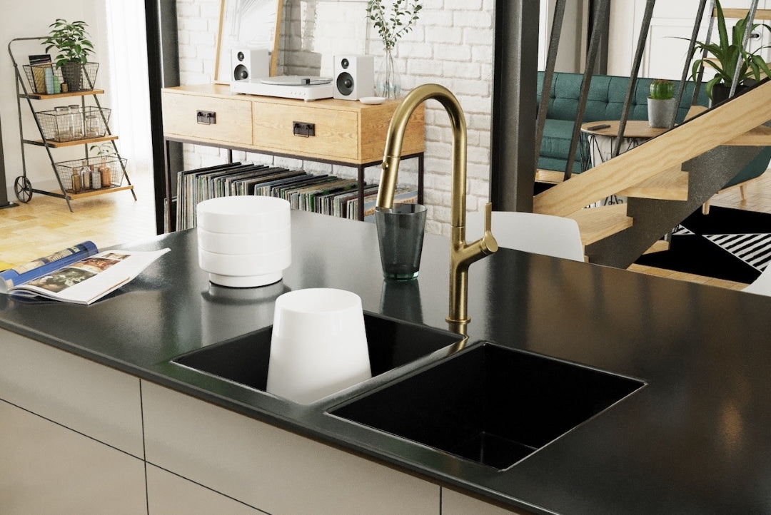 LINSOL TISH PULL-OUT SINK MIXER 463MM BRUSHED BRASS