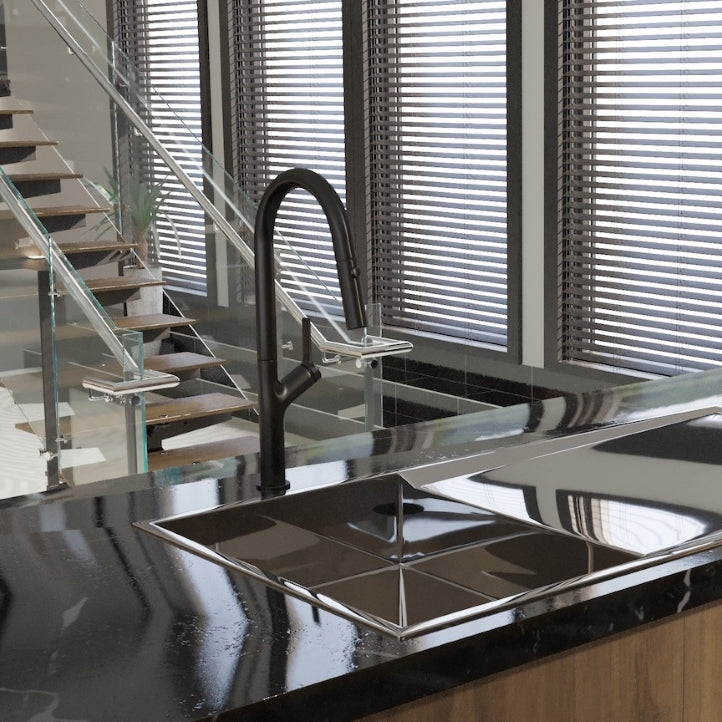 LINSOL TISH PULL-OUT SINK MIXER 463MM MATTE BLACK