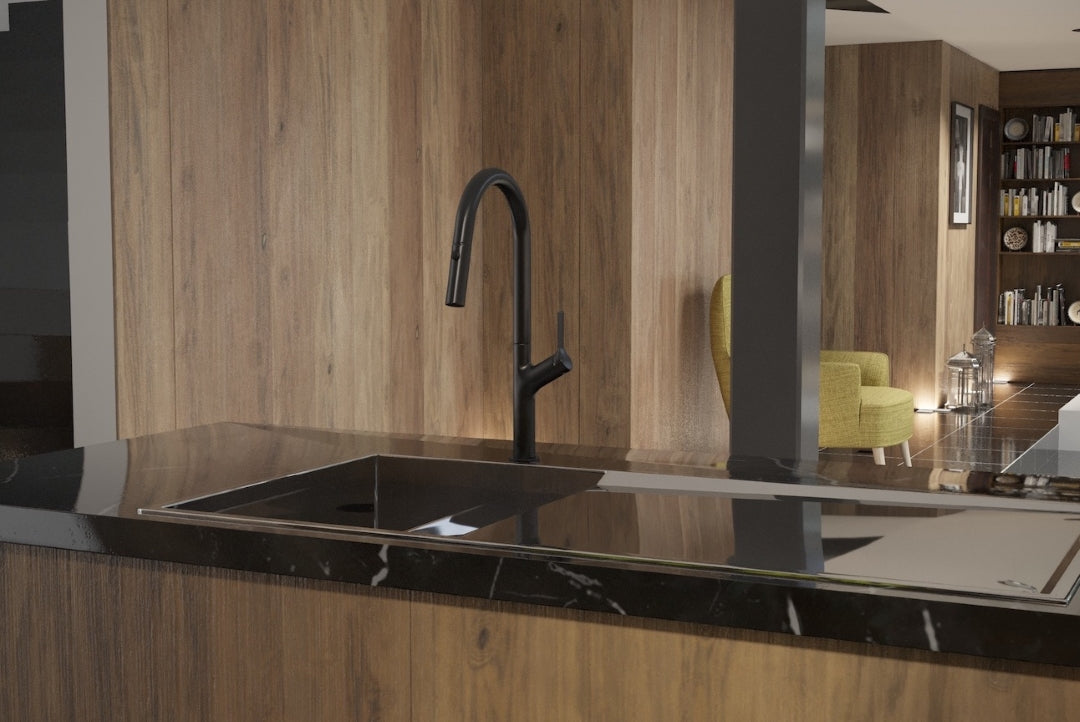 LINSOL TISH PULL-OUT SINK MIXER 463MM MATTE BLACK