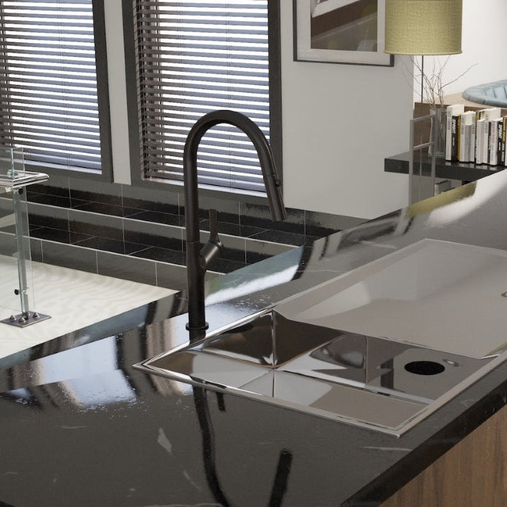 LINSOL TISH PULL-OUT SINK MIXER 463MM MATTE BLACK