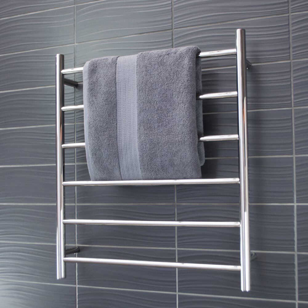 RADIANT HEATING 6-BARS ROUND NON-HEATED TOWEL RAIL CHROME 600MM