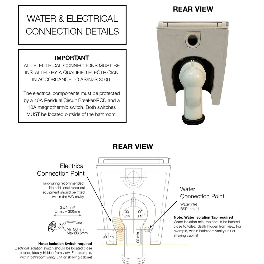 GALLARIA LENZA COMFORT RIMLESS WALL FACE PAN AND REMOTE BIDET PACKAGE GLOSS WHITE