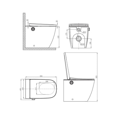 GALLARIA LENZA COMFORT RIMLESS WALL FACE PAN AND REMOTE BIDET PACKAGE GLOSS WHITE