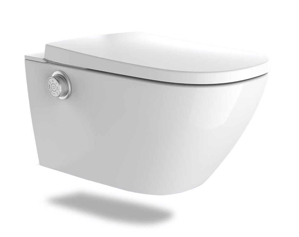 GALLARIA LENZA COMFORT RIMLESS WALL HUNG PAN AND REMOTE BIDET PACKAGE GLOSS WHITE