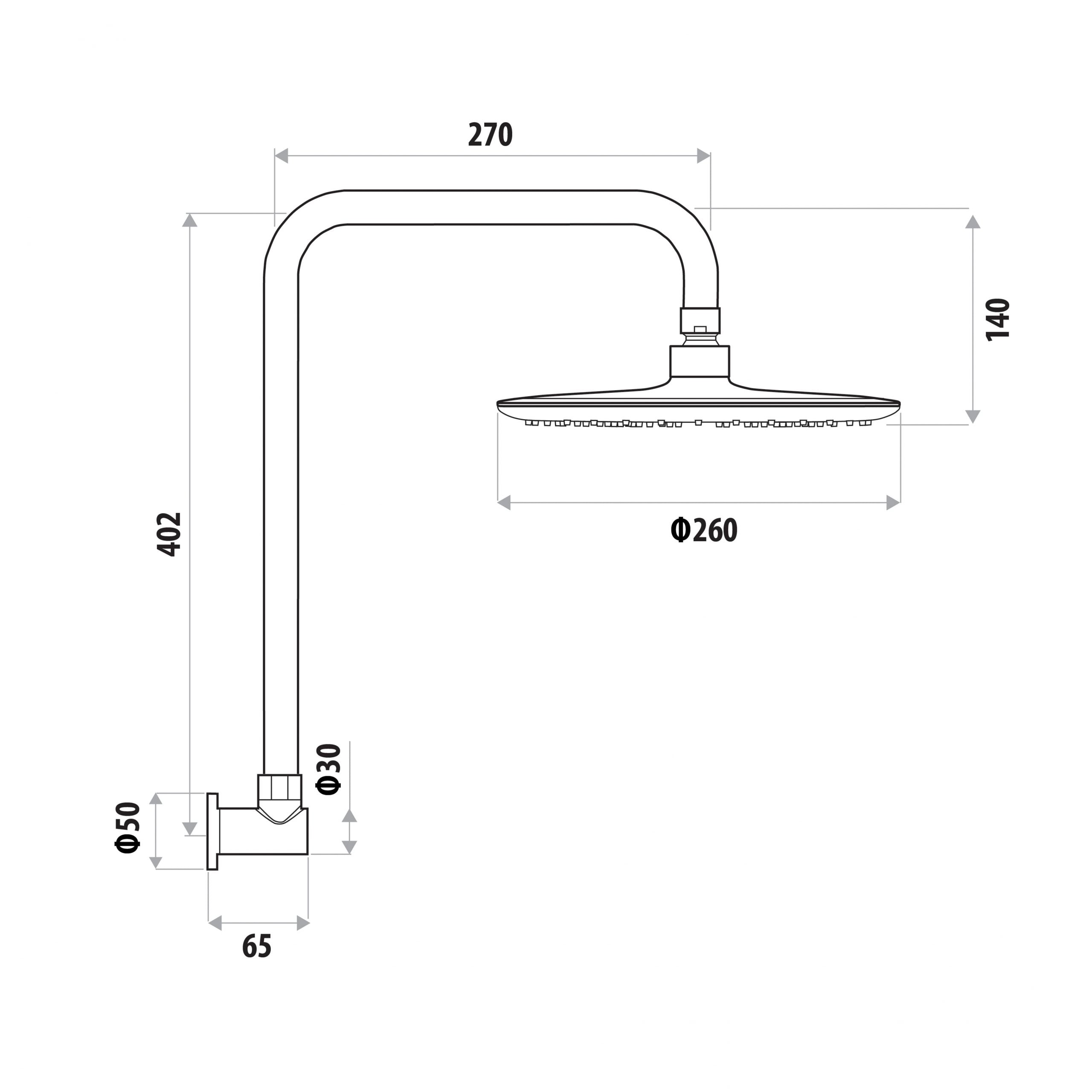 LINKWARE LOUI GOOSENECK SHOWER SET 260MM BRUSHED NICKEL