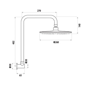 LINKWARE LOUI GOOSENECK SHOWER SET 260MM BRUSHED NICKEL