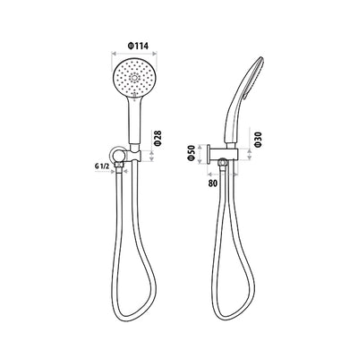 LINKWARE LOUI HAND SHOWER WITH WALL OUTLET GUN METAL