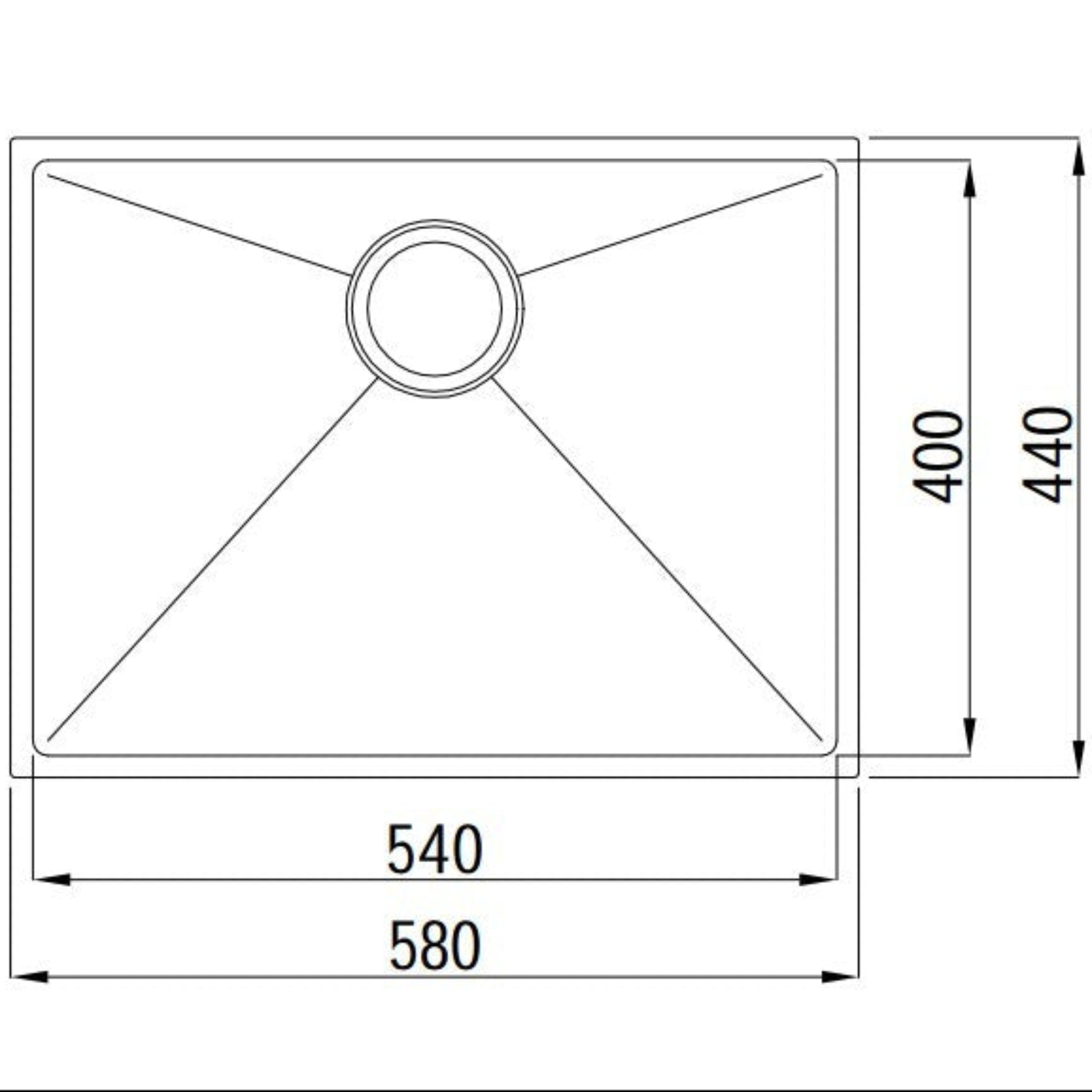 OTTI AXON 58S SINGLE BOWL KITCHEN AND LAUNDRY SINK SILVER 580MM