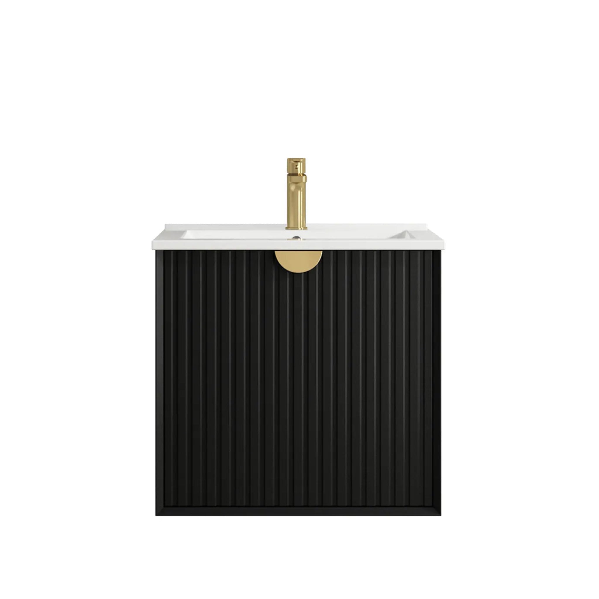 OTTI MARLO MATTE BLACK 600MM SINGLE BOWL WALL HUNG VANITY