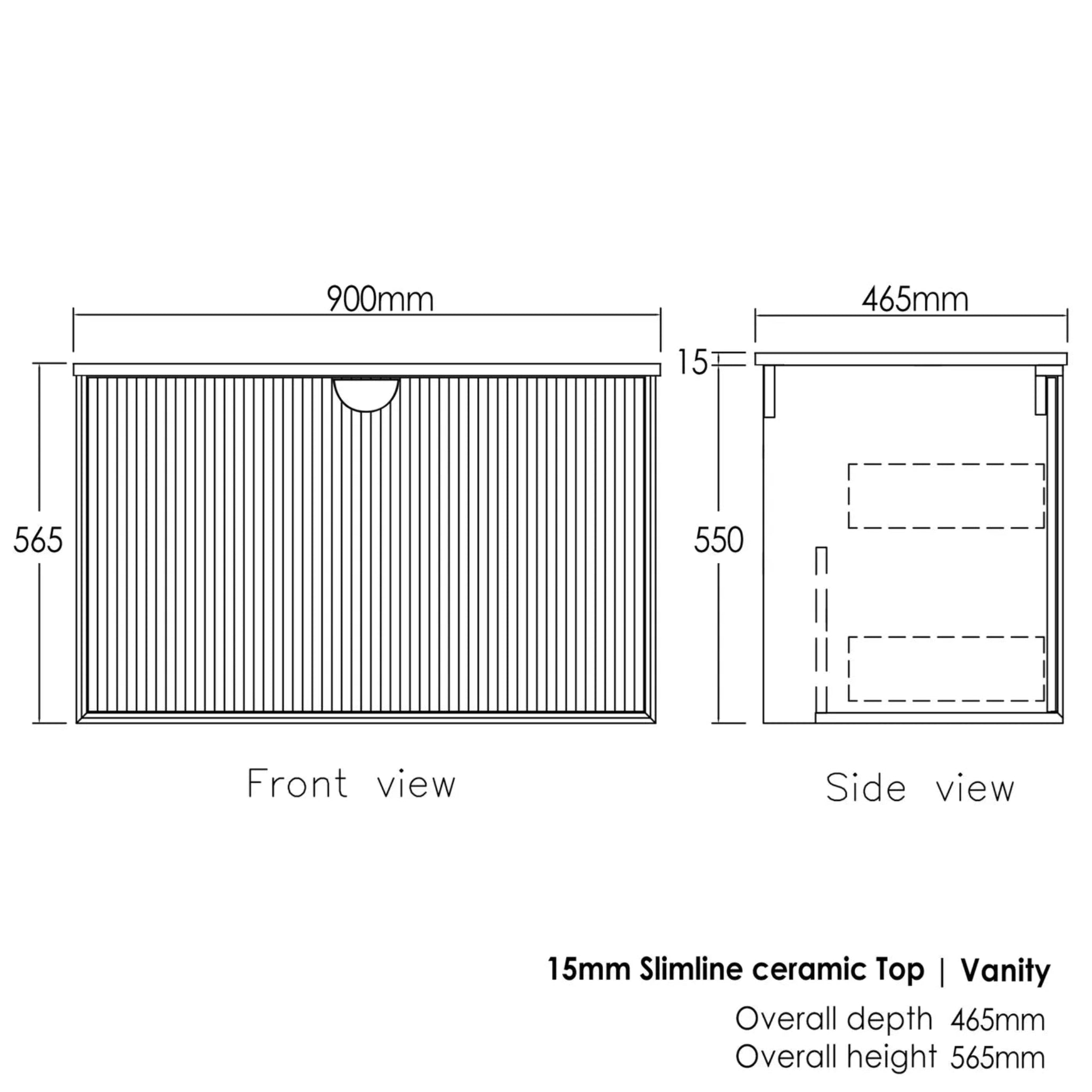 OTTI MARLO MATTE BLACK 900MM SINGLE BOWL WALL HUNG VANITY