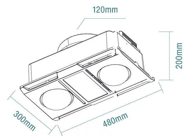 MARTEC PROFILE PANEL 2 HIGH PERFORMANCE HEATER FAN EXHAUST WITH 12W TRICOLOUR LED LIGHT WHITE