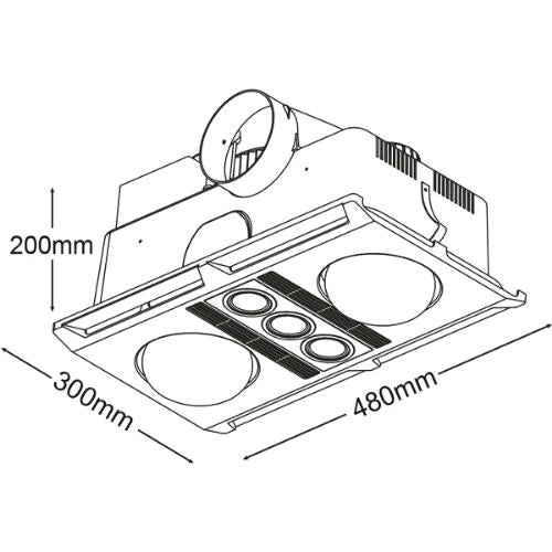 MARTEC PROFILE PLUS 2 HEAT 3 IN 1 BATHROOM HEATER EXHAUST FAN WITH LED LIGHTS WHITE