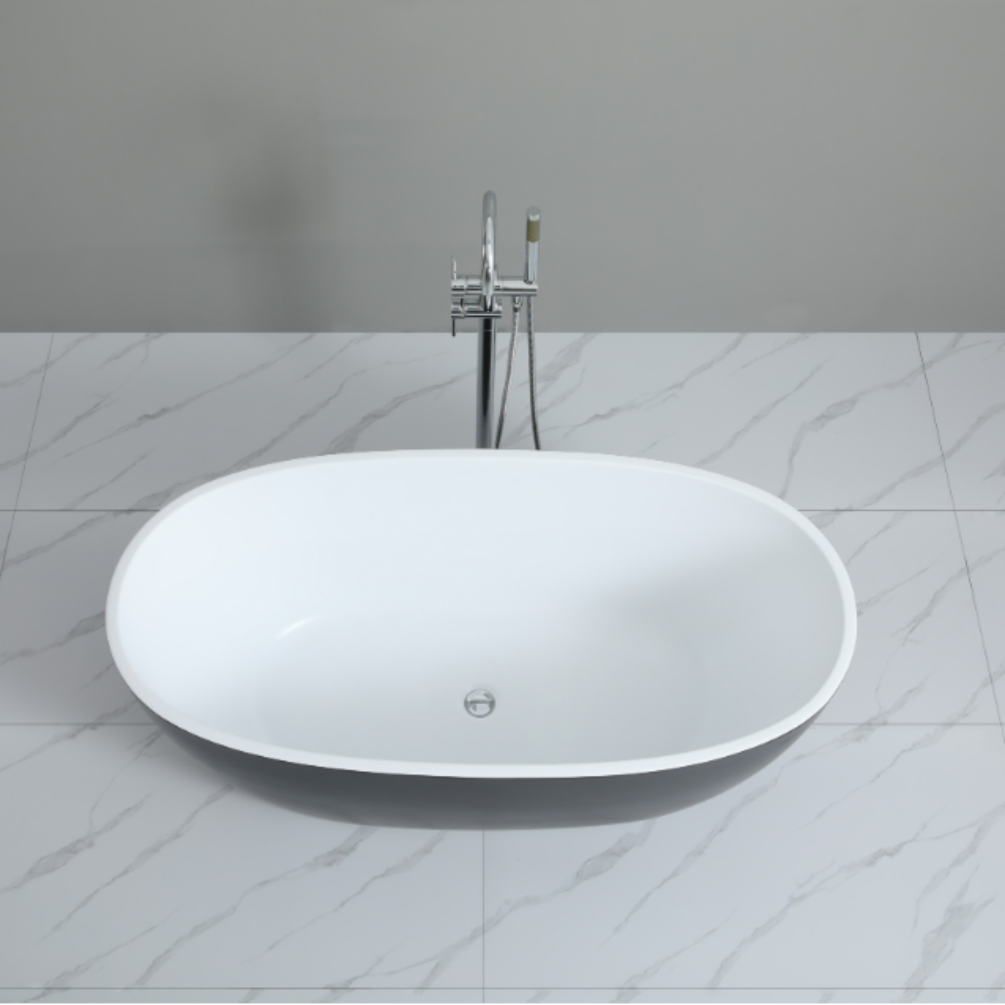 POSEIDON STELLA FREE STANDING BATHTUB MATTE BLACK AND MATTE WHITE 1700MM