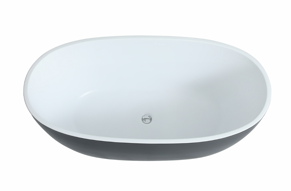 POSEIDON STELLA FREE STANDING BATHTUB MATTE BLACK AND MATTE WHITE 1700MM