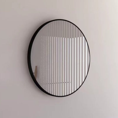 RIVA FRAMED ROUND MIRROR WALL MOUNTED BLACK 600X600MM