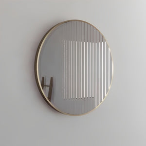 RIVA FRAMED ROUND MIRROR WALL MOUNTED GOLD 800X800MM