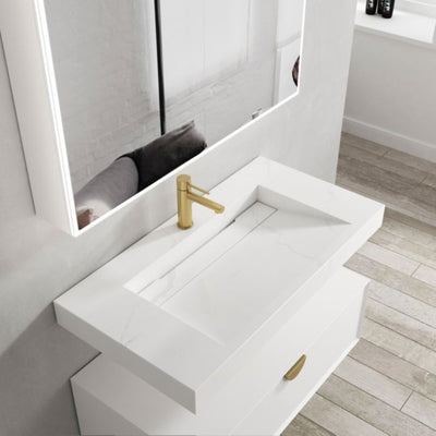 OTTI MOONLIGHT WHITE 900MM SINGLE BOWL WALL HUNG CABINET AND BASIN