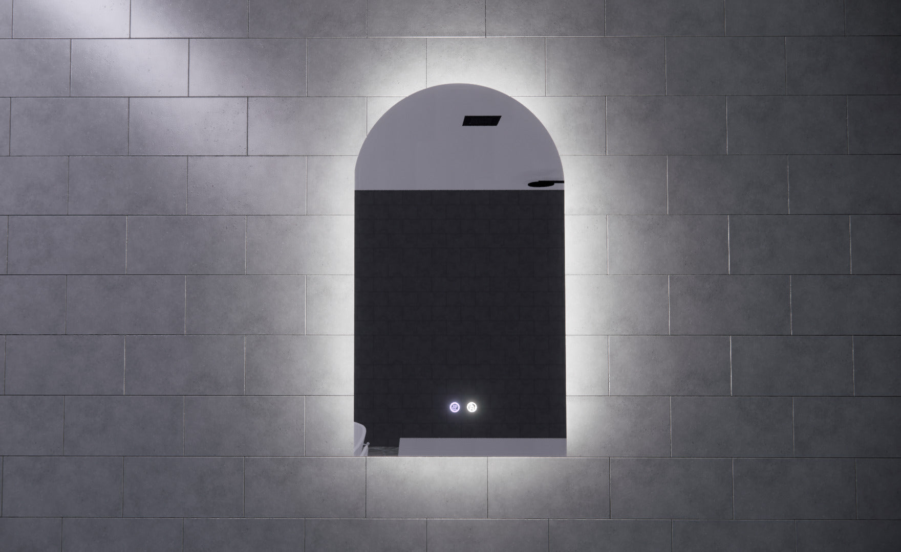 RIVA AR1 FRAMELESS BACKLIT ARCH LED MIRROR 3 COLOUR LIGHTS 450X800MM