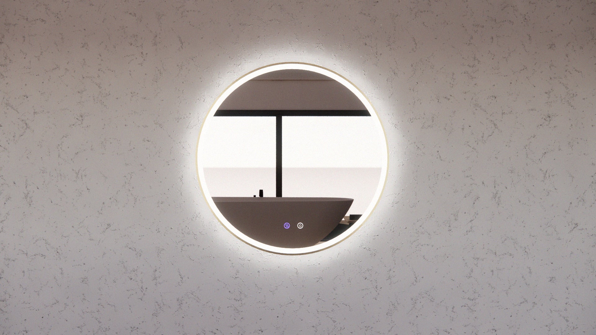 RIVA R3 FRAMED ROUND LED MIRROR 3 COLOUR LIGHTS GOLD 600X600MM