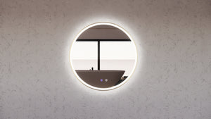 RIVA R3 FRAMED ROUND LED MIRROR 3 COLOUR LIGHTS GOLD 600X600MM