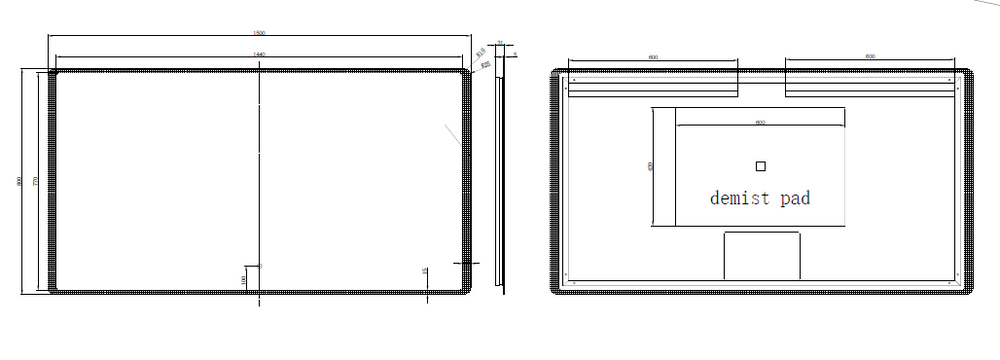 RIVA S3 FRAMELESS BACKLIT RECTANGLE LED MIRROR 3 COLOUR LIGHTS 1500X800MM