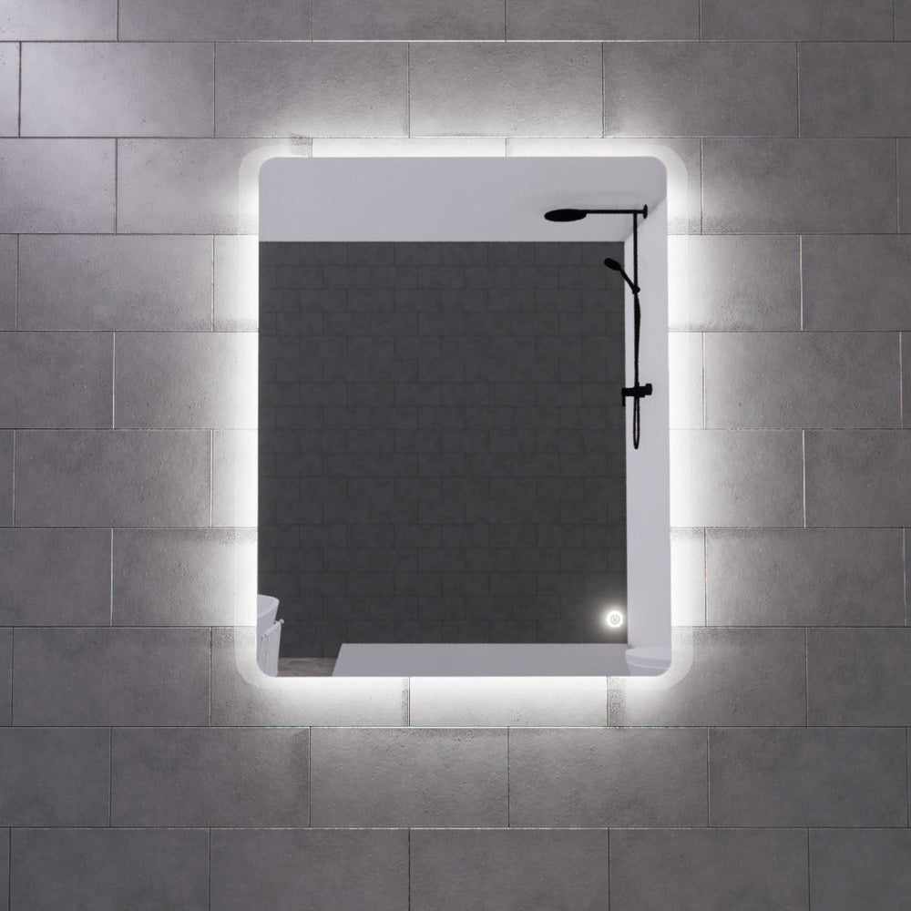 RIVA S3 FRAMELESS BACKLIT RECTANGLE LED MIRROR 3 COLOUR LIGHTS 750X900MM