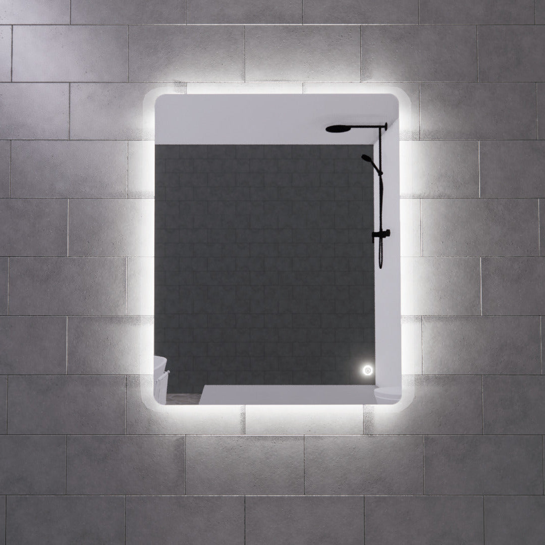 RIVA S3 FRAMELESS BACKLIT RECTANGLE LED MIRROR 3 COLOUR LIGHTS 500X700MM
