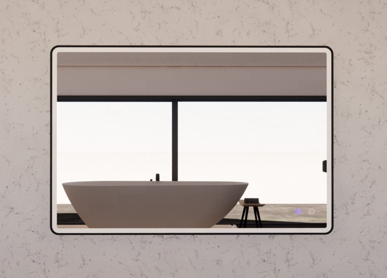 RIVA S4 FRAMED RECTANGLE LED MIRROR 3 COLOUR LIGHTS BLACK 800X1200MM