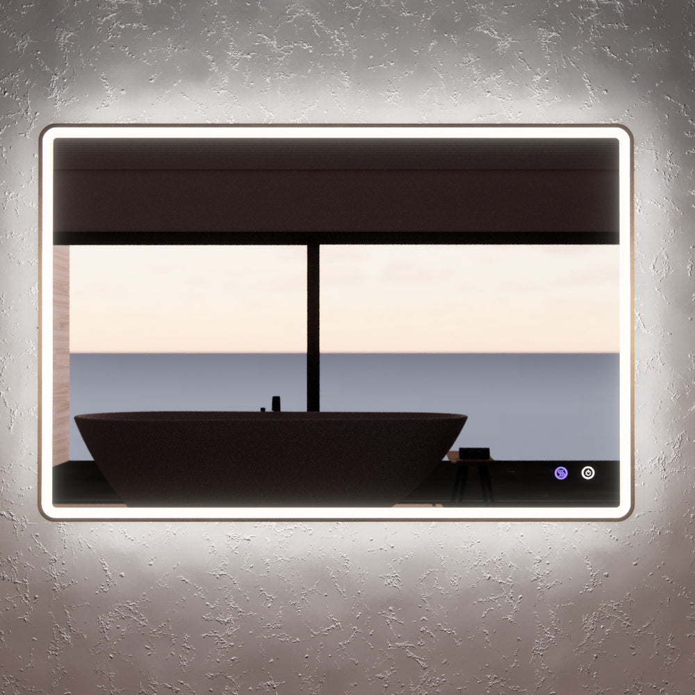 RIVA S4 FRAMED RECTANGLE LED MIRROR 3 COLOUR LIGHTS GOLD 750X900MM