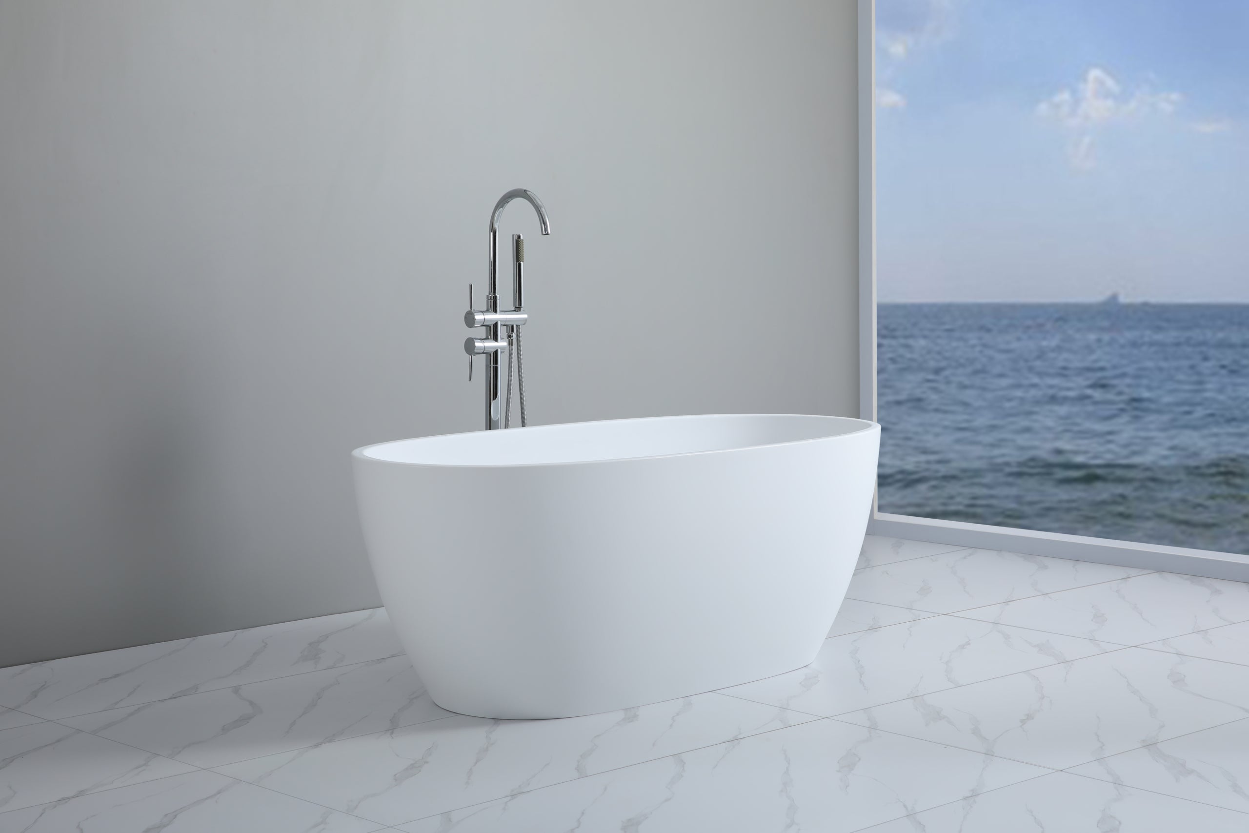 POSEIDON STELLA FREE STANDING BATHTUB MATTE WHITE (AVAILABLE IN 1500MM AND 1700MM)