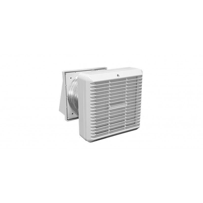 MANROSE STANDARD THROUGH WALL FAN KIT - AUTO SHUTTER 150MM WHITE