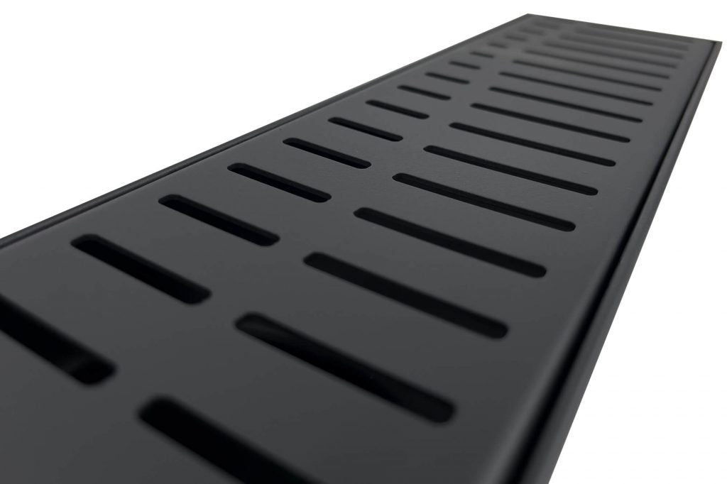 GRATES2GO MATTE BLACK FLOW PATTERN DRAIN 1000MM LENGTH (CUSTOM AVAILABLE)