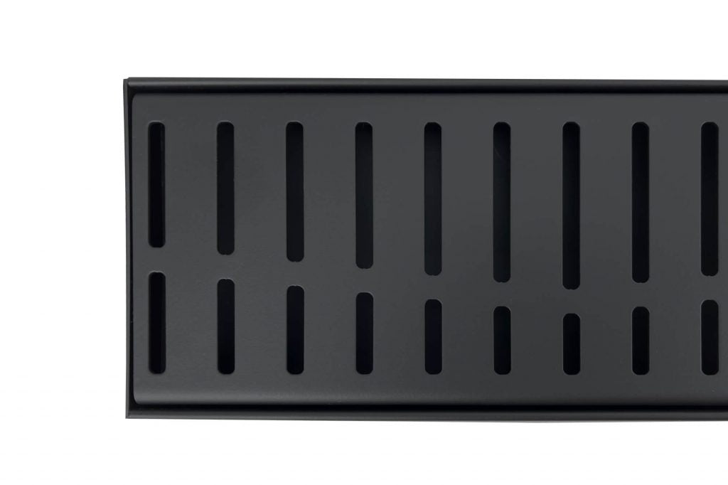 GRATES2GO MATTE BLACK FLOW PATTERN DRAIN 1000MM LENGTH (CUSTOM AVAILABLE)