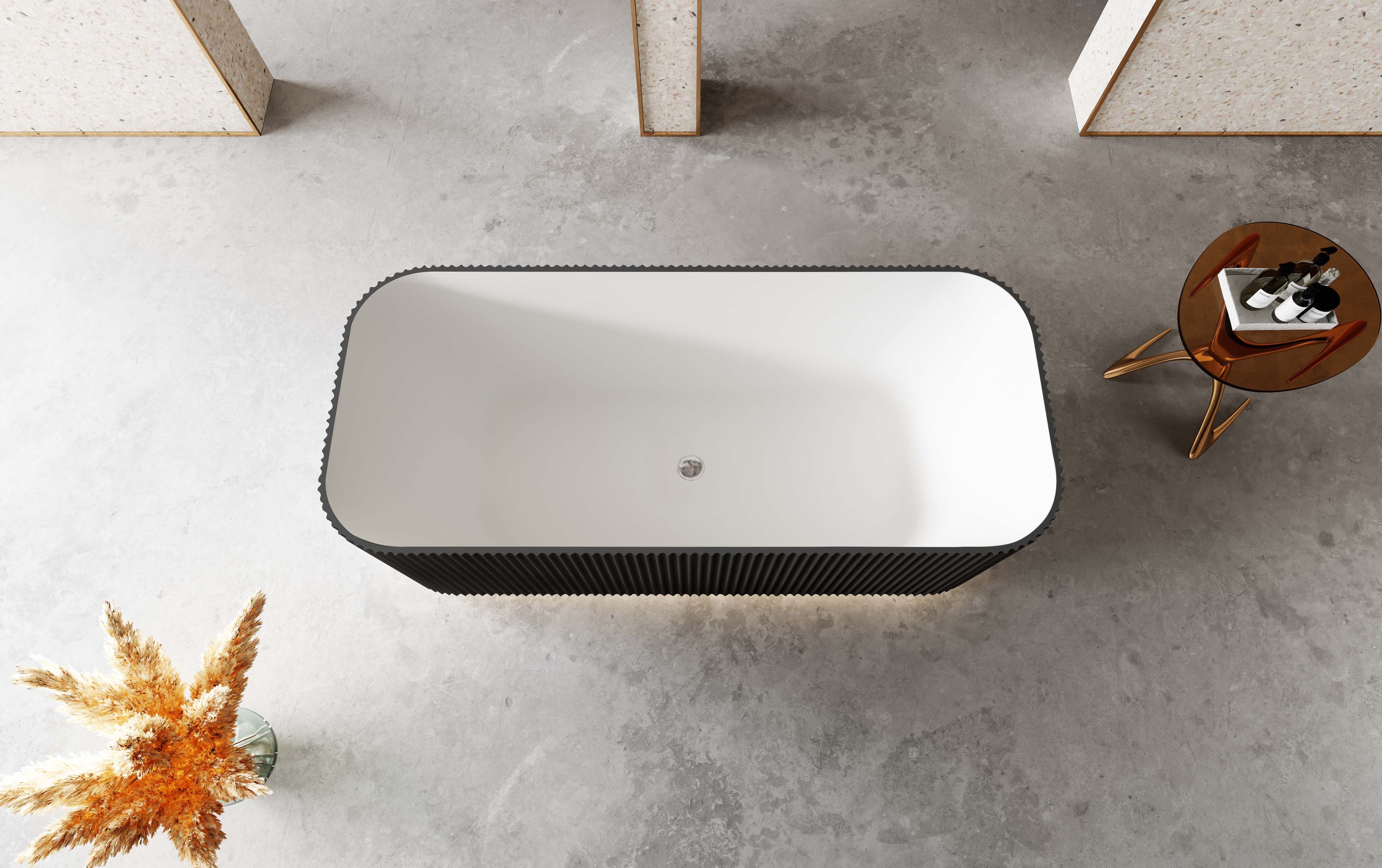 RIVA MILANO V-GROOVE FREESTANDING BATHTUB MATTE WHITE AND BLACK (AVAILABLE IN 1500MM AND 1700MM)