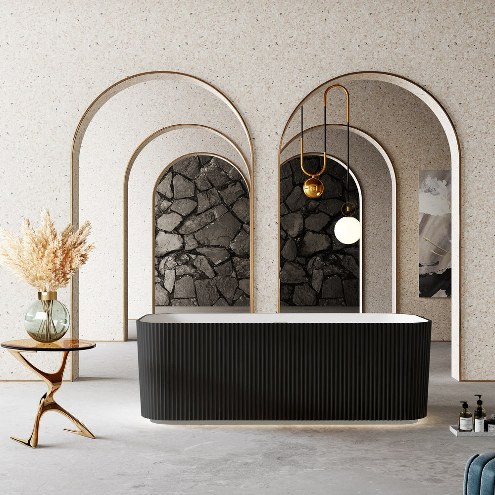 RIVA MILANO V-GROOVE FREESTANDING BATHTUB MATTE WHITE AND BLACK (AVAILABLE IN 1500MM AND 1700MM)