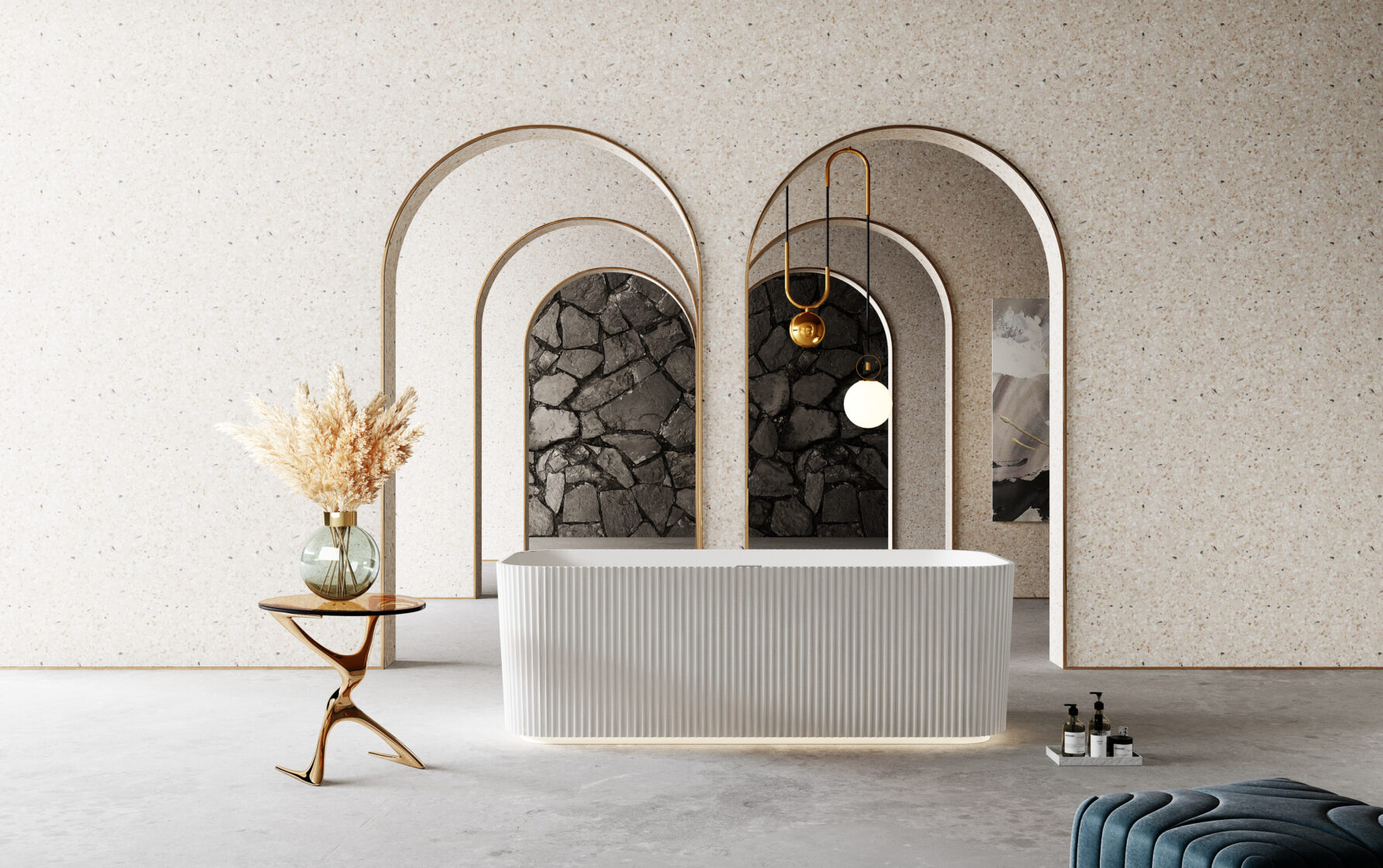 RIVA MILANO V-GROOVE FREE STANDING NON OVERFLOW BATHTUB 1500MM GLOSS WHITE