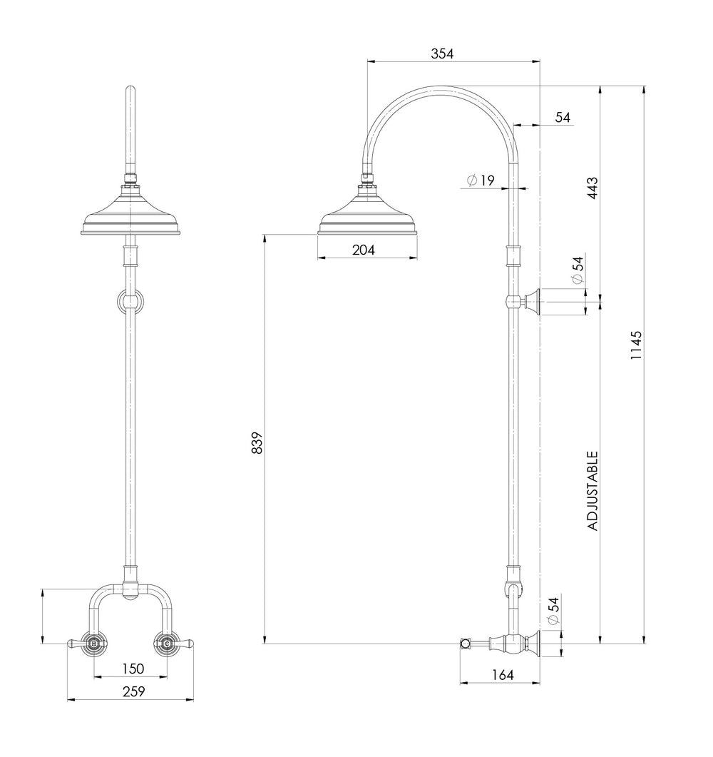 PHOENIX NOSTALGIA LEVER EXPOSED SHOWER SET CHROME
