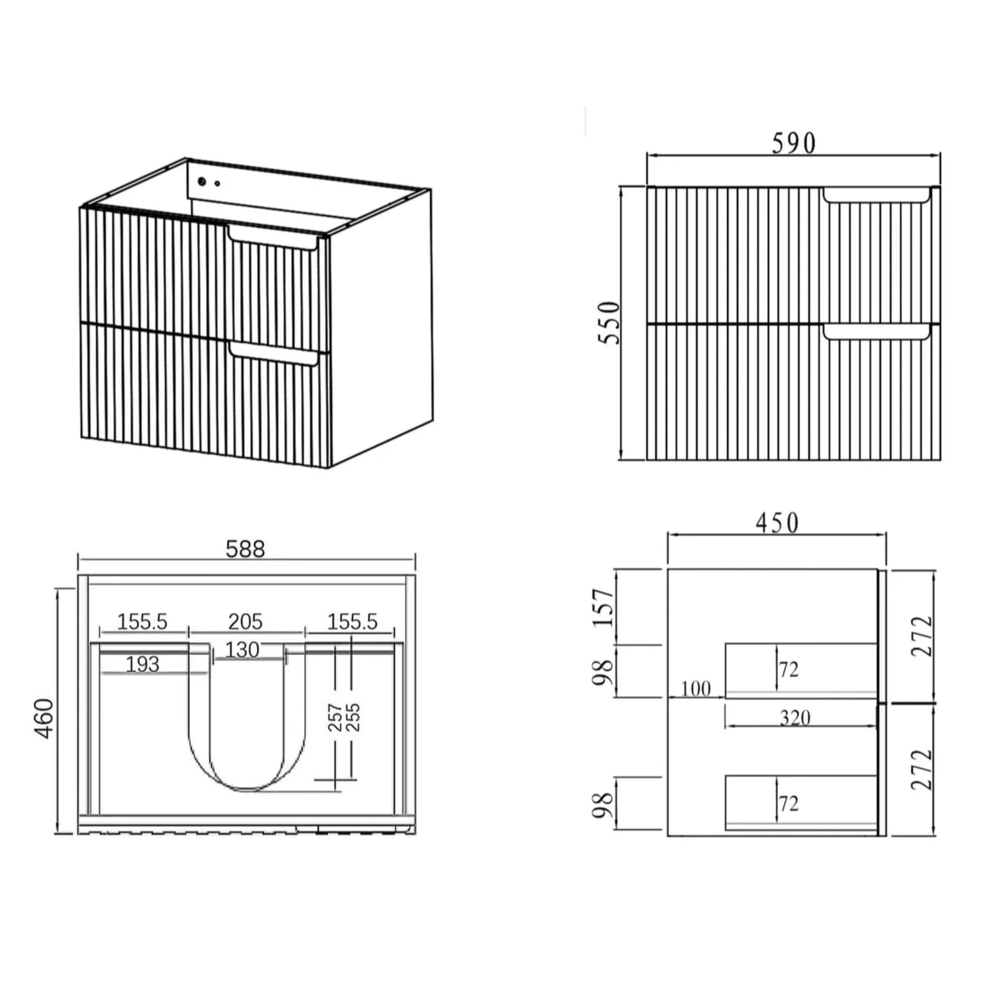 OTTI NOOSA MATTE WHITE 600MM SINGLE BOWL WALL HUNG VANITY