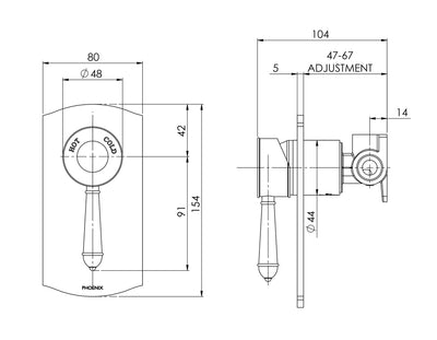 PHOENIX NOSTALGIA SHOWER WALL MIXER ANTIQUE BLACK