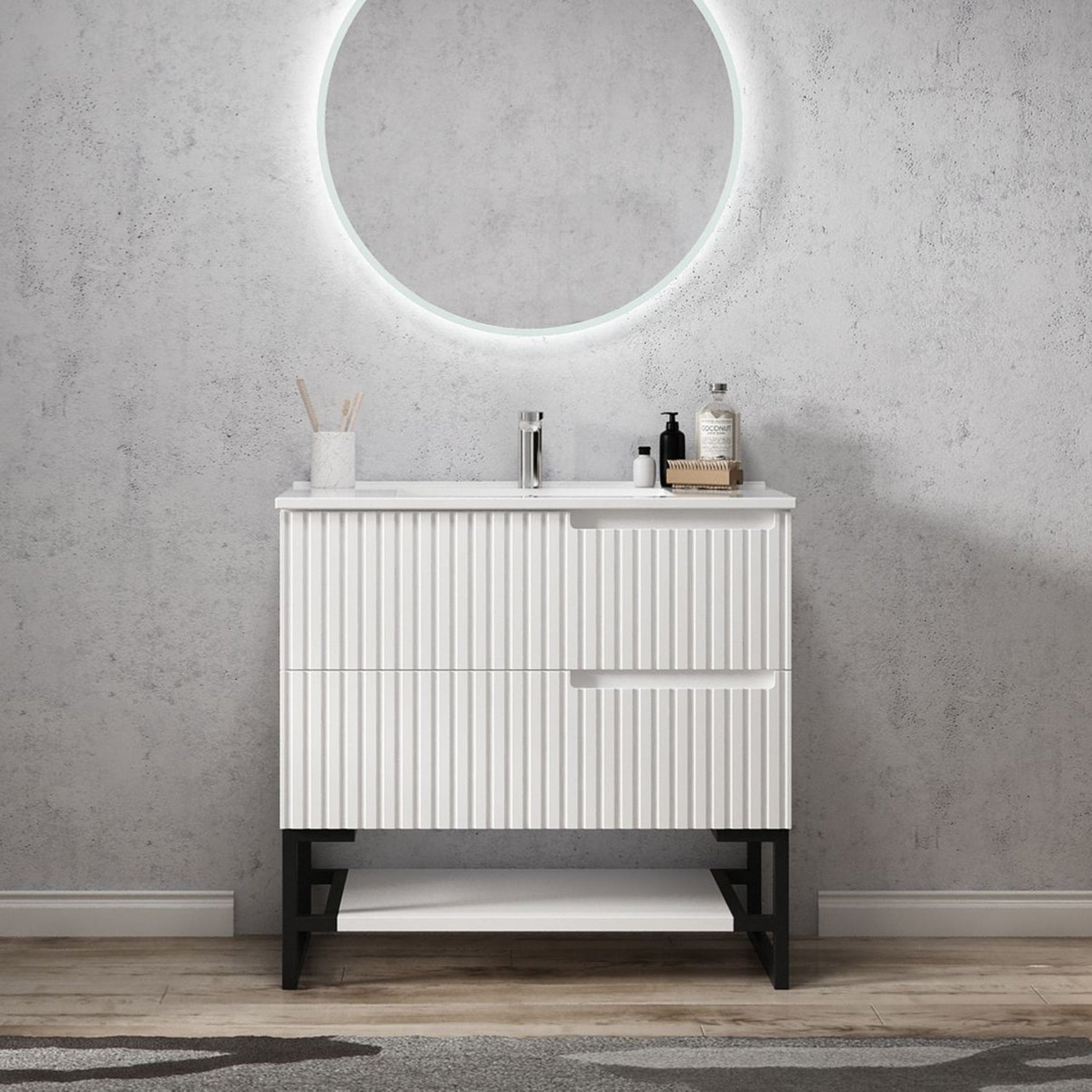 OTTI NOOSA MATTE WHITE 900MM SINGLE BOWL FLOOR STANDING VANITY