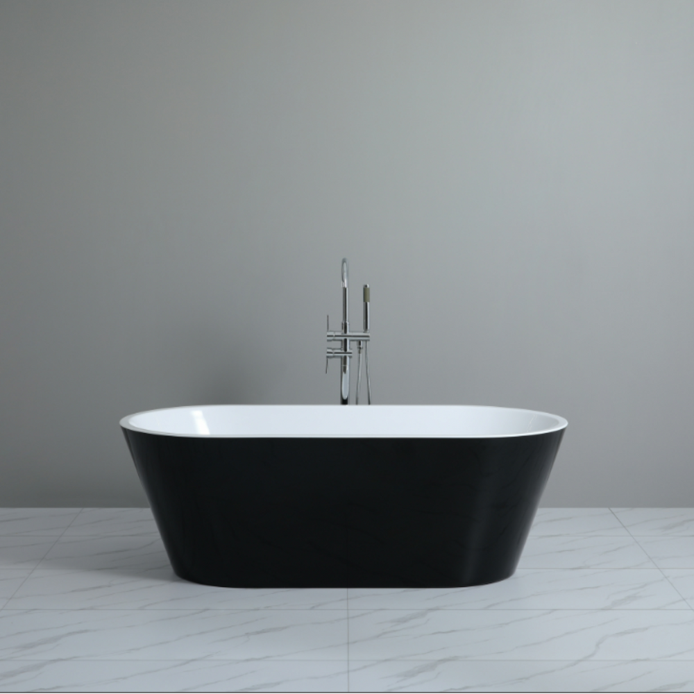 POSEIDON OVIA FREESTANDING BATHTUB GLOSS BLACK AND WHITE (AVAILABLE IN 1500MM AND 1700MM)
