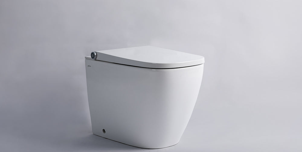 GALLARIA OMNI COMFORT RIMLESS WALL FACE PAN AND REMOTE BIDET PACKAGE GLOSS WHITE
