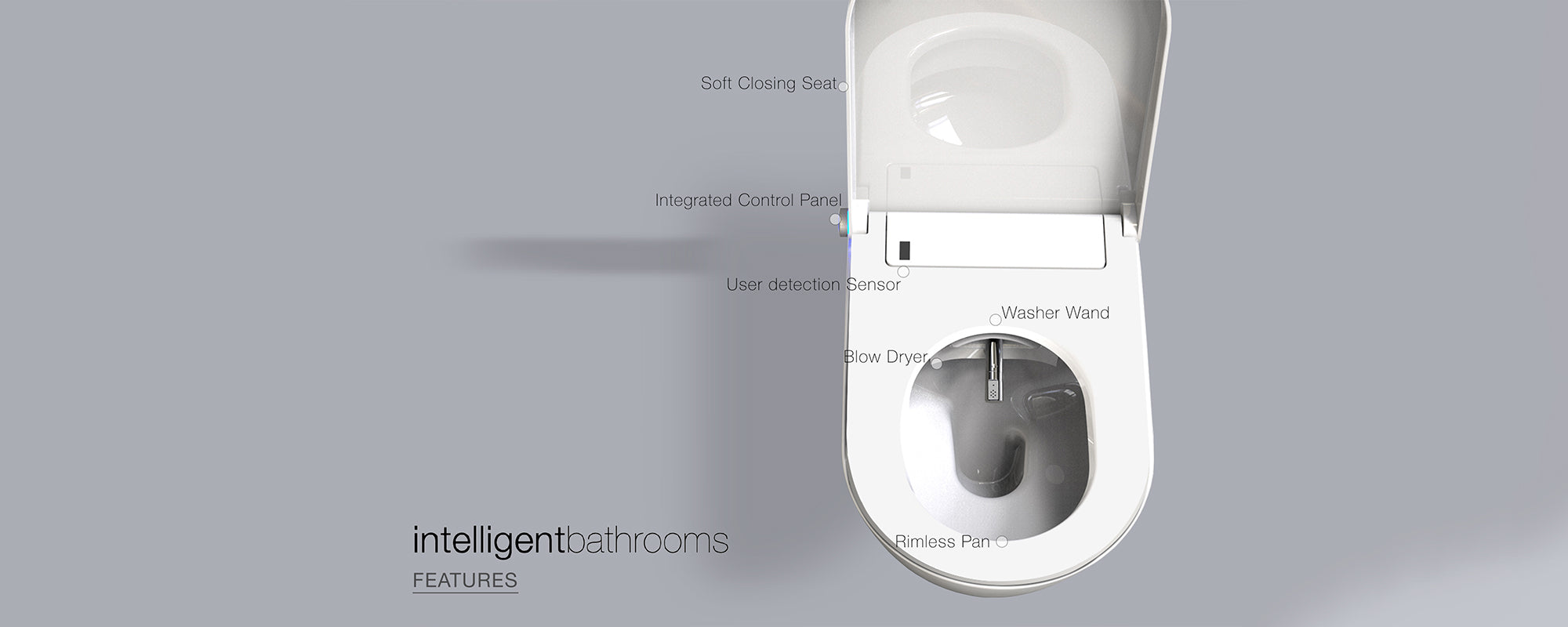 GALLARIA OMNI COMFORT RIMLESS WALL FACE PAN AND REMOTE BIDET PACKAGE GLOSS WHITE