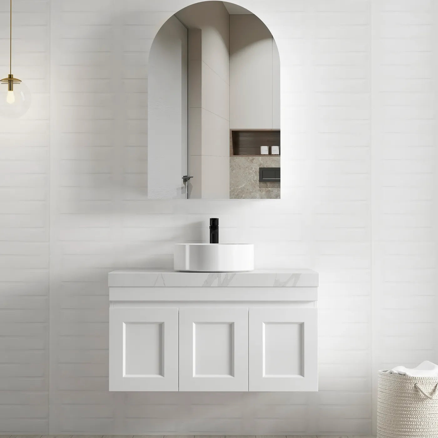 OTTI ARCHIE MATTE WHITE SHAVING CABINET 600X900MM