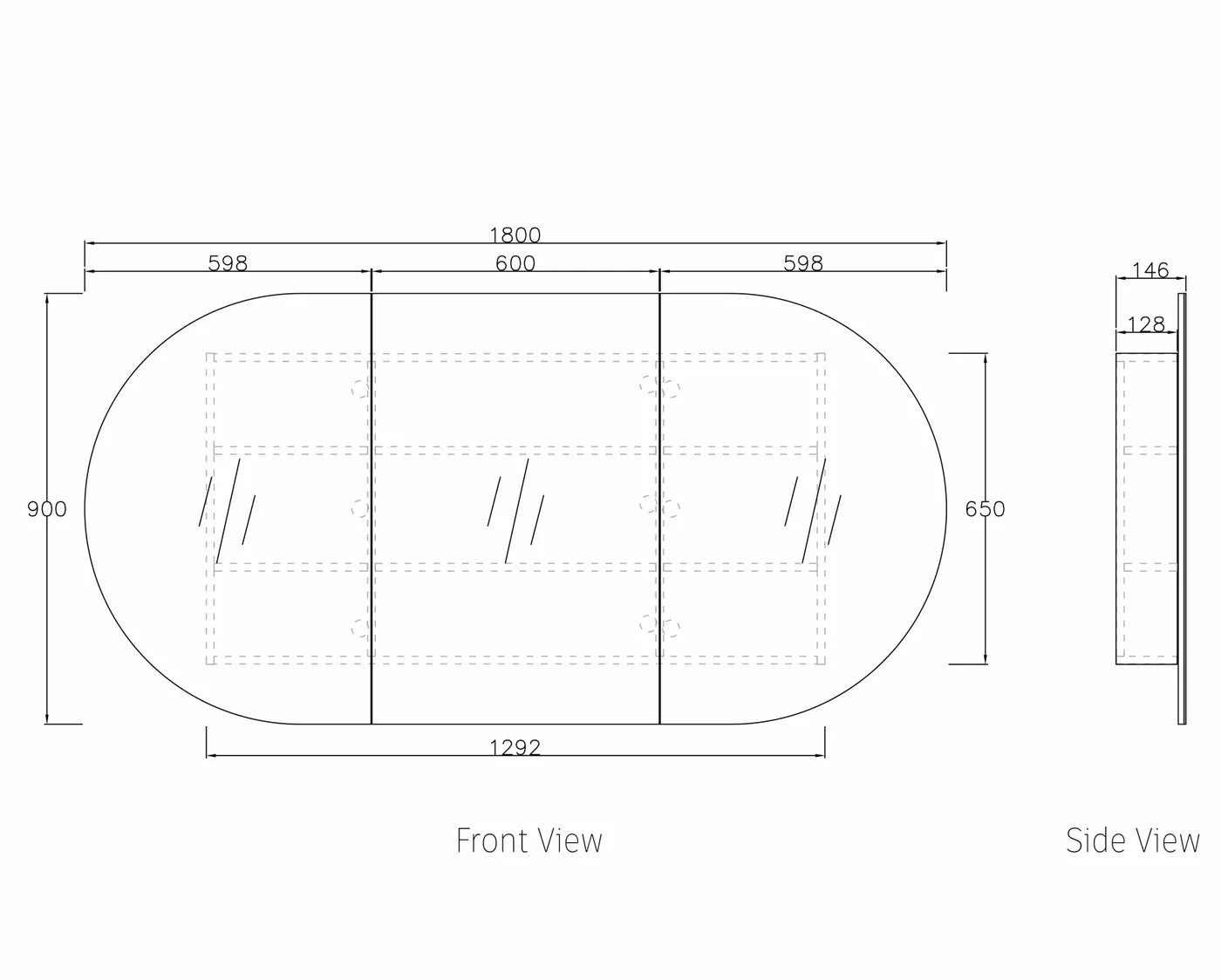 OTTI BONDI SHAVING CABINET BLACK OAK 1800X900MM