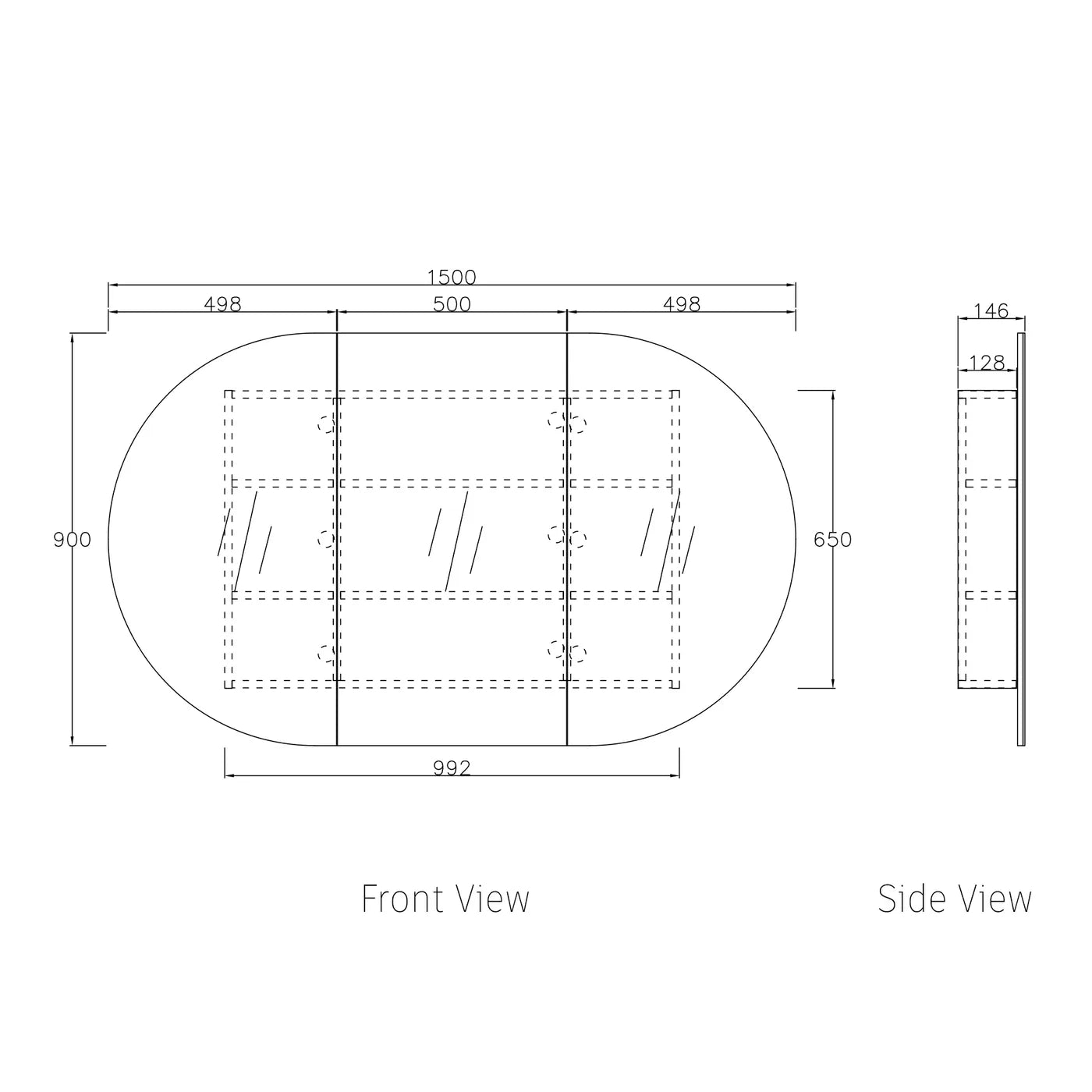 OTTI BONDI SHAVING CABINET NATURAL OAK 1500X900MM