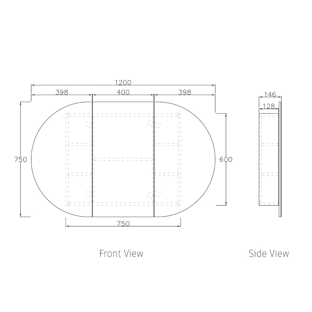 OTTI BONDI MATTE WHITE SHAVING CABINET 1200X750MM