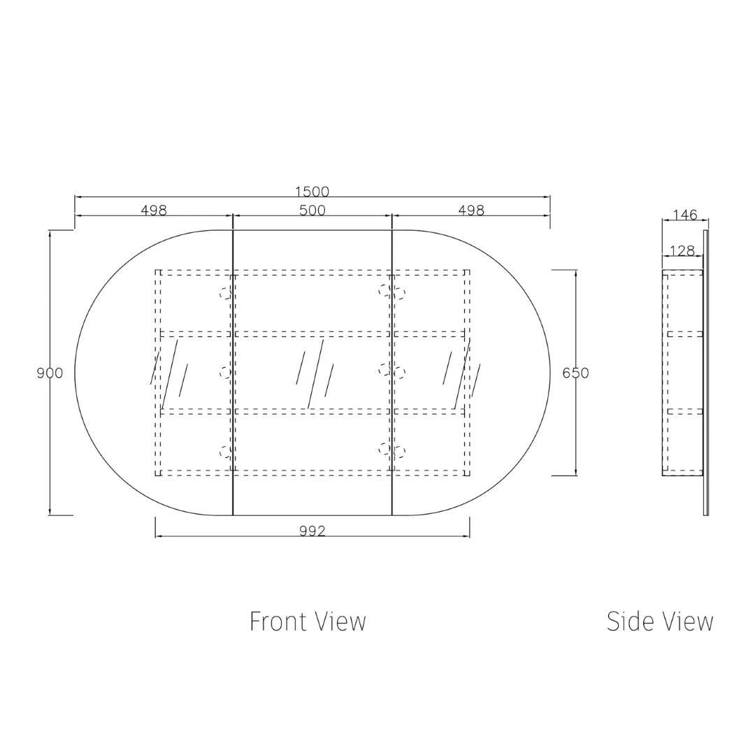 OTTI BONDI MATTE WHITE SHAVING CABINET 1500X900MM