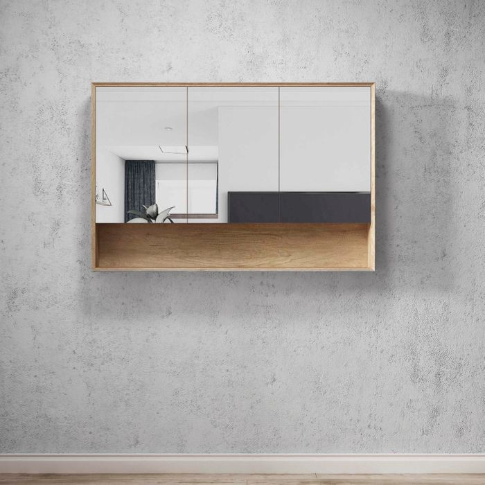 OTTI BYRON NATURAL OAK MIRROR SHAVING CABINET 1200X800MM